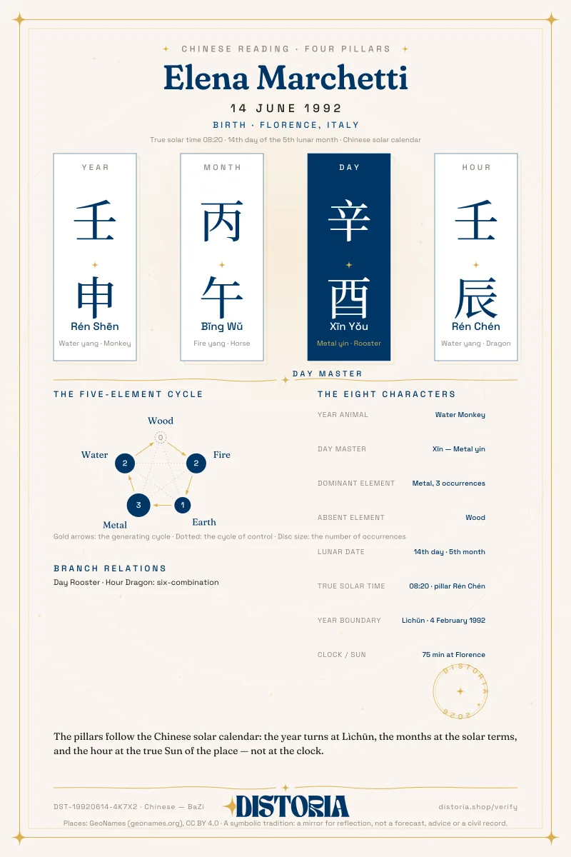 Sample BaZi card